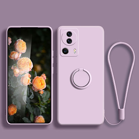 Coque Ultra Fine Silicone Souple Housse Etui avec Support Bague Anneau Aimante Magnetique pour Xiaomi Mi 13 Lite 5G Violet Clair