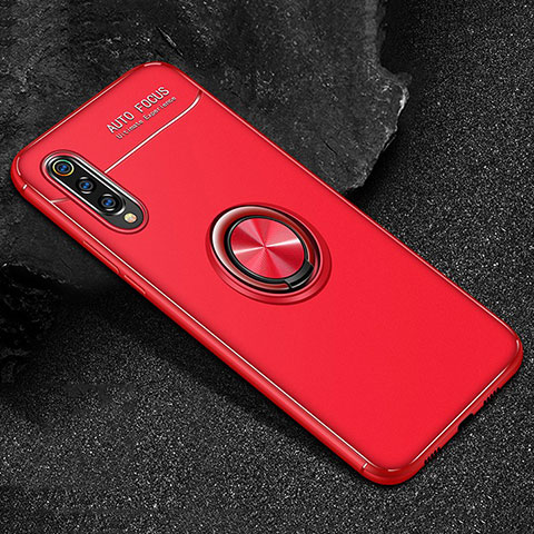 Coque Ultra Fine Silicone Souple Housse Etui avec Support Bague Anneau Aimante Magnetique pour Xiaomi Mi 9 Lite Rouge