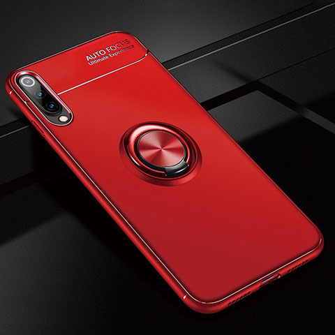 Coque Ultra Fine Silicone Souple Housse Etui avec Support Bague Anneau Aimante Magnetique pour Xiaomi Mi A3 Rouge