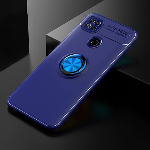 Coque Ultra Fine Silicone Souple Housse Etui avec Support Bague Anneau Aimante Magnetique pour Xiaomi POCO C3 Bleu