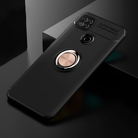 Coque Ultra Fine Silicone Souple Housse Etui avec Support Bague Anneau Aimante Magnetique pour Xiaomi POCO C31 Or et Noir