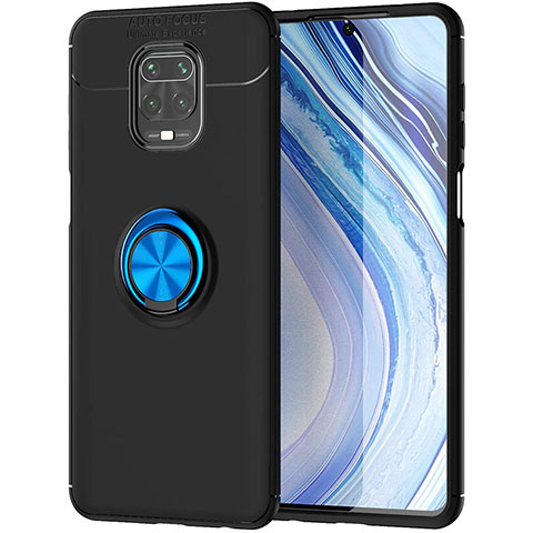 Coque Ultra Fine Silicone Souple Housse Etui avec Support Bague Anneau Aimante Magnetique pour Xiaomi Poco M2 Pro Bleu et Noir