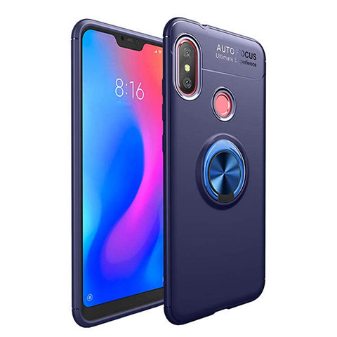 Coque Ultra Fine Silicone Souple Housse Etui avec Support Bague Anneau Aimante Magnetique pour Xiaomi Redmi 6 Pro Bleu