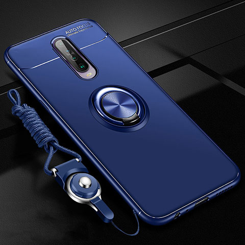 Coque Ultra Fine Silicone Souple Housse Etui avec Support Bague Anneau Aimante Magnetique pour Xiaomi Redmi K30 4G Bleu