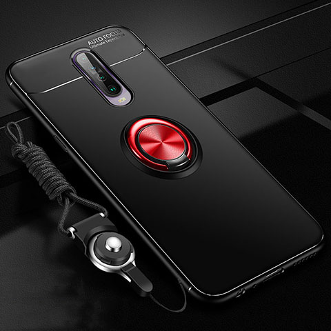 Coque Ultra Fine Silicone Souple Housse Etui avec Support Bague Anneau Aimante Magnetique pour Xiaomi Redmi K30 5G Rouge et Noir