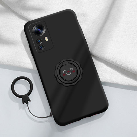 Coque Ultra Fine Silicone Souple Housse Etui avec Support Bague Anneau Aimante Magnetique pour Xiaomi Redmi K50 Ultra 5G Noir