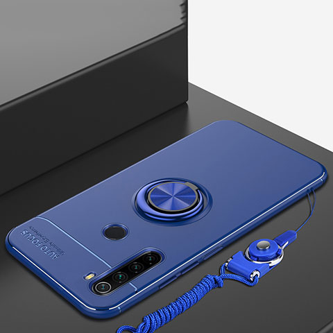 Coque Ultra Fine Silicone Souple Housse Etui avec Support Bague Anneau Aimante Magnetique pour Xiaomi Redmi Note 8 Bleu