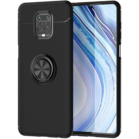 Coque Ultra Fine Silicone Souple Housse Etui avec Support Bague Anneau Aimante Magnetique pour Xiaomi Redmi Note 9 Pro Max Noir