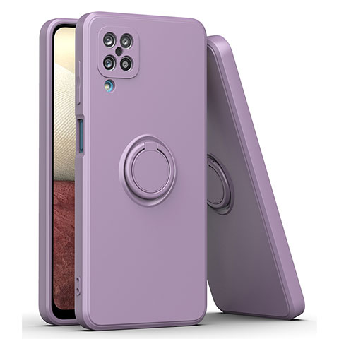 Coque Ultra Fine Silicone Souple Housse Etui avec Support Bague Anneau Aimante Magnetique QW1 pour Samsung Galaxy A12 5G Violet