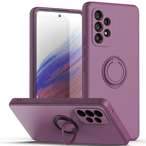 Coque Ultra Fine Silicone Souple Housse Etui avec Support Bague Anneau Aimante Magnetique QW1 pour Samsung Galaxy A53 5G Violet