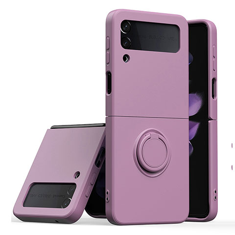 Coque Ultra Fine Silicone Souple Housse Etui avec Support Bague Anneau Aimante Magnetique QW1 pour Samsung Galaxy Z Flip3 5G Violet