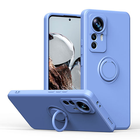 Coque Ultra Fine Silicone Souple Housse Etui avec Support Bague Anneau Aimante Magnetique QW1 pour Xiaomi Mi 12T 5G Gris Lavende