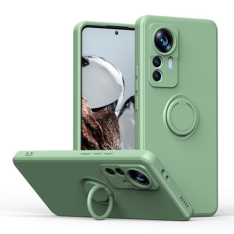 Coque Ultra Fine Silicone Souple Housse Etui avec Support Bague Anneau Aimante Magnetique QW1 pour Xiaomi Mi 12T 5G Vert Armee