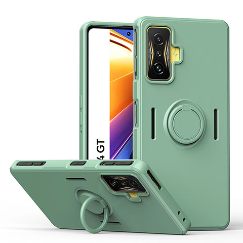 Coque Ultra Fine Silicone Souple Housse Etui avec Support Bague Anneau Aimante Magnetique QW1 pour Xiaomi Poco F4 GT 5G Pastel Vert