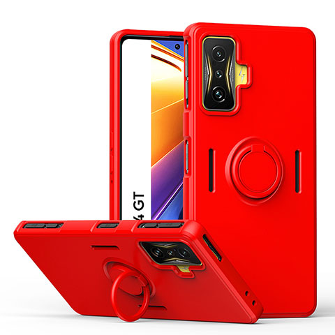 Coque Ultra Fine Silicone Souple Housse Etui avec Support Bague Anneau Aimante Magnetique QW1 pour Xiaomi Poco F4 GT 5G Rouge