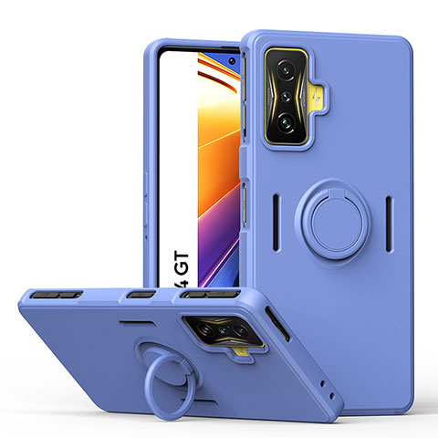 Coque Ultra Fine Silicone Souple Housse Etui avec Support Bague Anneau Aimante Magnetique QW1 pour Xiaomi Redmi K50 Gaming 5G Gris Lavende