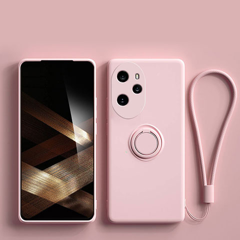 Coque Ultra Fine Silicone Souple Housse Etui avec Support Bague Anneau Aimante Magnetique S01 pour Huawei Honor 100 Pro 5G Rose