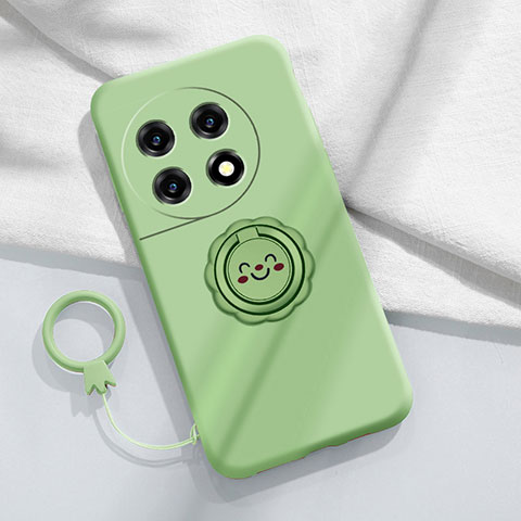 Coque Ultra Fine Silicone Souple Housse Etui avec Support Bague Anneau Aimante Magnetique S01 pour OnePlus Ace 2 5G Vert