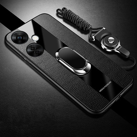 Coque Ultra Fine Silicone Souple Housse Etui avec Support Bague Anneau Aimante Magnetique S01 pour OnePlus Nord CE 3 5G Noir