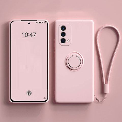 Coque Ultra Fine Silicone Souple Housse Etui avec Support Bague Anneau Aimante Magnetique S01 pour Oppo A93 5G Rose