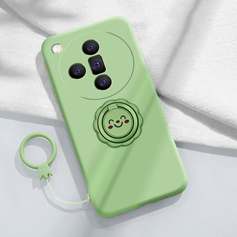 Coque Ultra Fine Silicone Souple Housse Etui avec Support Bague Anneau Aimante Magnetique S01 pour Oppo Find X7 5G Vert