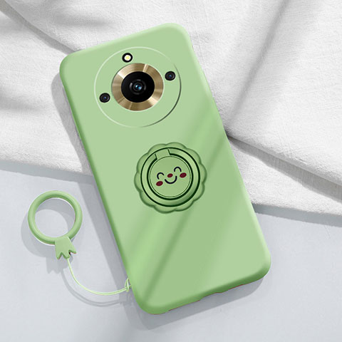 Coque Ultra Fine Silicone Souple Housse Etui avec Support Bague Anneau Aimante Magnetique S01 pour Realme 11 Pro+ Plus 5G Vert