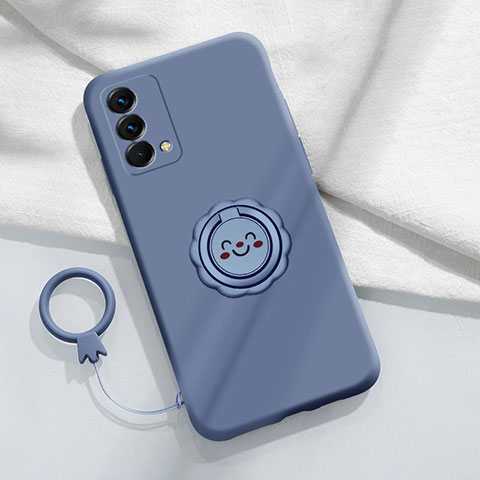 Coque Ultra Fine Silicone Souple Housse Etui avec Support Bague Anneau Aimante Magnetique S01 pour Realme GT Master 5G Gris Lavende