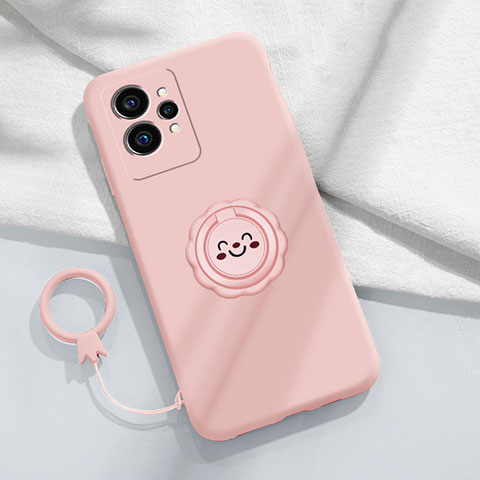 Coque Ultra Fine Silicone Souple Housse Etui avec Support Bague Anneau Aimante Magnetique S01 pour Realme GT Neo 3T 5G Rose