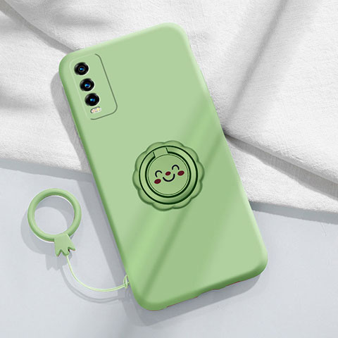 Coque Ultra Fine Silicone Souple Housse Etui avec Support Bague Anneau Aimante Magnetique S01 pour Vivo iQOO U5 5G Vert