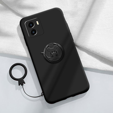 Coque Ultra Fine Silicone Souple Housse Etui avec Support Bague Anneau Aimante Magnetique S01 pour Vivo Y01A Noir