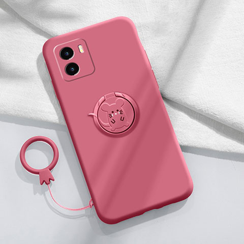 Coque Ultra Fine Silicone Souple Housse Etui avec Support Bague Anneau Aimante Magnetique S01 pour Vivo Y01A Rouge