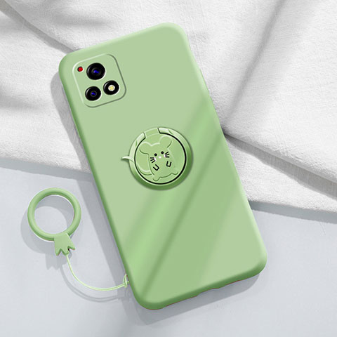 Coque Ultra Fine Silicone Souple Housse Etui avec Support Bague Anneau Aimante Magnetique S01 pour Vivo Y31s 5G Vert