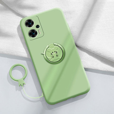 Coque Ultra Fine Silicone Souple Housse Etui avec Support Bague Anneau Aimante Magnetique S01 pour Xiaomi Redmi Note 12 Turbo 5G Pastel Vert