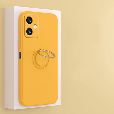 Coque Ultra Fine Silicone Souple Housse Etui avec Support Bague Anneau Aimante Magnetique S01 pour Xiaomi Redmi Note 12R Pro 5G Jaune