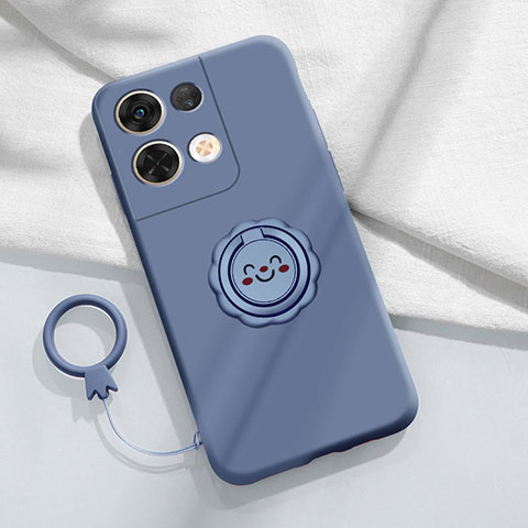 Coque Ultra Fine Silicone Souple Housse Etui avec Support Bague Anneau Aimante Magnetique S01 pour Xiaomi Redmi Note 13 5G Gris Lavende