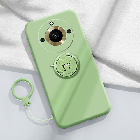 Coque Ultra Fine Silicone Souple Housse Etui avec Support Bague Anneau Aimante Magnetique S02 pour Realme 11 Pro 5G Vert