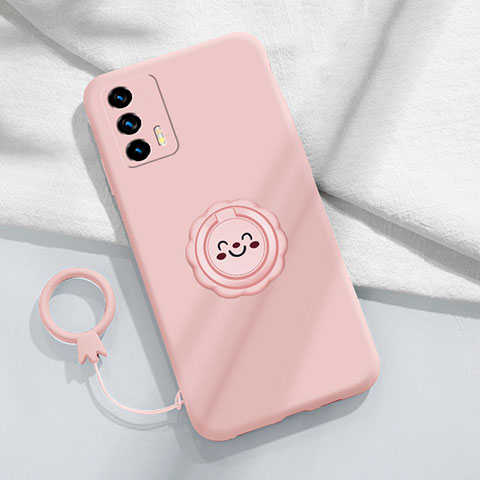 Coque Ultra Fine Silicone Souple Housse Etui avec Support Bague Anneau Aimante Magnetique S02 pour Realme GT Master 5G Rose