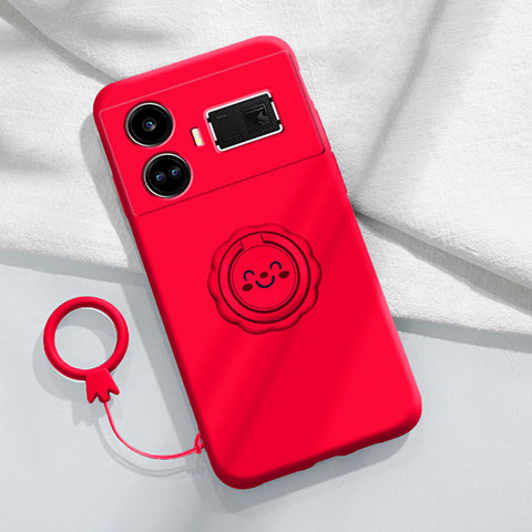 Coque Ultra Fine Silicone Souple Housse Etui avec Support Bague Anneau Aimante Magnetique S02 pour Realme GT Neo5 240W 5G Rouge