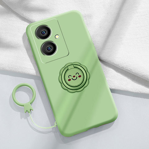 Coque Ultra Fine Silicone Souple Housse Etui avec Support Bague Anneau Aimante Magnetique S02 pour Vivo V29 Lite 5G Vert