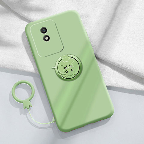 Coque Ultra Fine Silicone Souple Housse Etui avec Support Bague Anneau Aimante Magnetique S02 pour Vivo Y02A Vert