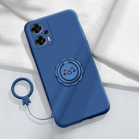 Coque Ultra Fine Silicone Souple Housse Etui avec Support Bague Anneau Aimante Magnetique S02 pour Xiaomi Poco F5 5G Bleu