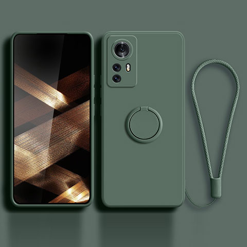 Coque Ultra Fine Silicone Souple Housse Etui avec Support Bague Anneau Aimante Magnetique S02 pour Xiaomi Redmi Note 12S Vert Nuit