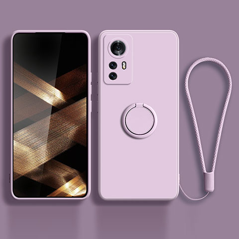 Coque Ultra Fine Silicone Souple Housse Etui avec Support Bague Anneau Aimante Magnetique S02 pour Xiaomi Redmi Note 12S Violet Clair