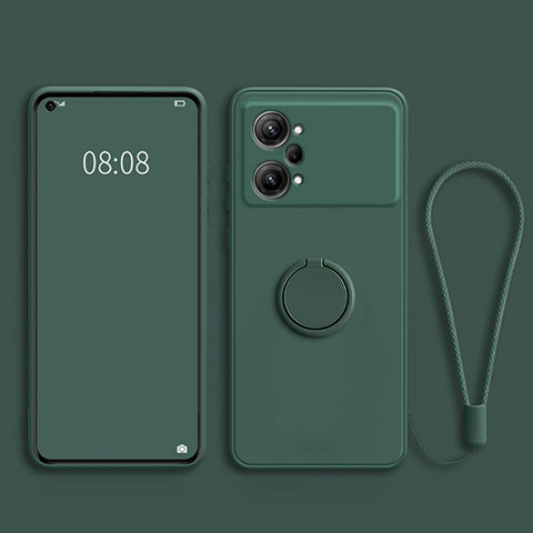 Coque Ultra Fine Silicone Souple Housse Etui avec Support Bague Anneau Aimante Magnetique S03 pour Oppo K10 Pro 5G Vert Nuit