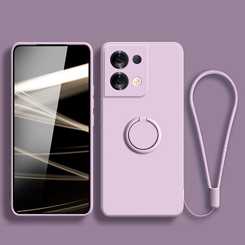 Coque Ultra Fine Silicone Souple Housse Etui avec Support Bague Anneau Aimante Magnetique S03 pour Xiaomi Redmi Note 13 Pro 5G Violet Clair