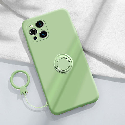 Coque Ultra Fine Silicone Souple Housse Etui avec Support Bague Anneau Aimante Magnetique S04 pour Oppo Find X3 5G Pastel Vert