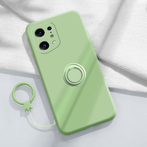 Coque Ultra Fine Silicone Souple Housse Etui avec Support Bague Anneau Aimante Magnetique S04 pour Oppo Find X5 5G Pastel Vert