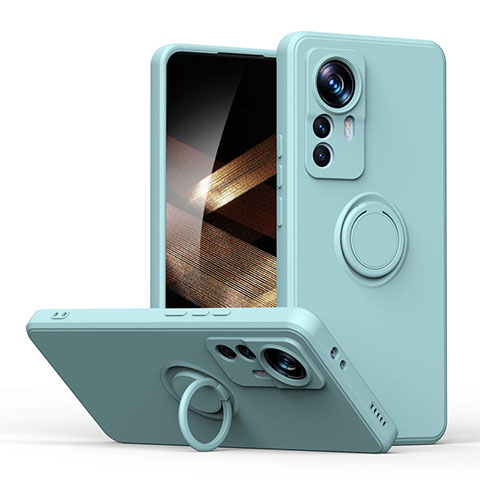 Coque Ultra Fine Silicone Souple Housse Etui avec Support Bague Anneau Aimante Magnetique S05 pour Xiaomi Redmi Note 12S Cyan