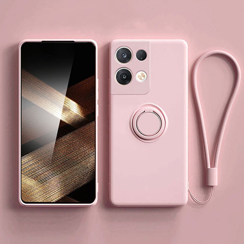 Coque Ultra Fine Silicone Souple Housse Etui avec Support Bague Anneau Aimante Magnetique S06 pour Xiaomi Redmi Note 13 5G Rose