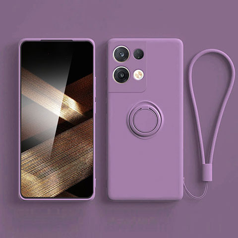 Coque Ultra Fine Silicone Souple Housse Etui avec Support Bague Anneau Aimante Magnetique S06 pour Xiaomi Redmi Note 13 5G Violet